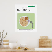 Roti Prata,マレーシア旅行食品壁アート ポスター (キッチン)