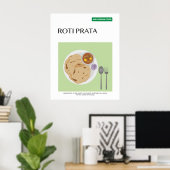 Roti Prata,マレーシア旅行食品壁アート ポスター (ホームオフィス)
