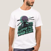Rotor Ninja Pilot - Dramatic Black & Neon Teal Sil Tシャツ (正面)