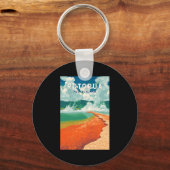 Rotorua New Zealand Illustration Travel Art Retro  キーホルダー (正面)