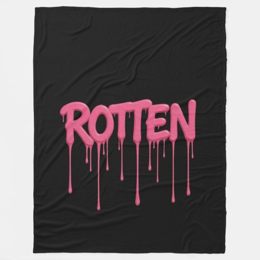 ROTTEN Drip フォント タイポグラフィ フリースブランケット (正面)