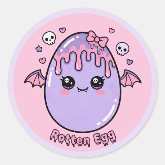 Rotten Egg Pastel Goth Easter Kawaii Pink Lavender ラウンドシール (正面)