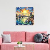 Rotterdam Skyline Harbor Glow Canvas Art キャンバスプリント (インサイチュ (リビング))
