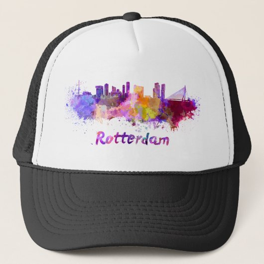 Rotterdam skyline in watercolor キャップ (正面)