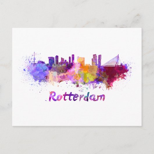 Rotterdam skyline in watercolor ポストカード (正面)