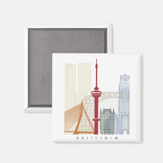 Rotterdam skyline poster マグネット (正面/裏面)