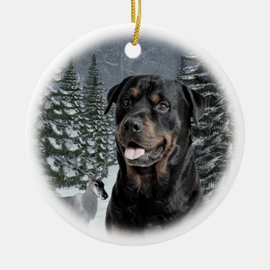 Rottieのクリスマスのオーナメント セラミックオーナメント (正面)