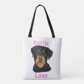 Rottie Love tote– Whimsical Rottweiler Art トートバッグ (裏面)