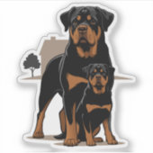Rottie Puppy, Dog Lover Gift シール (正面)
