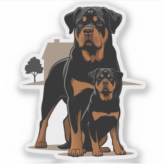 Rottie Puppy, Dog Lover Gift シール (正面)