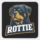Rottie – Starkes Rottweiler Portrait スクエアシール (正面)