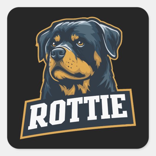 Rottie – Starkes Rottweiler Portrait スクエアシール (正面)