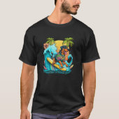 Rottweile Dogpng Surfing with Pineapple Pattern Tシャツ (正面)
