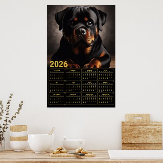Rottweiler 2026 Calendar  ポスター (キッチン)