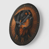 Rottweiler 3D wooden dog rustic pet sculpture ラージ壁時計 (傾斜)