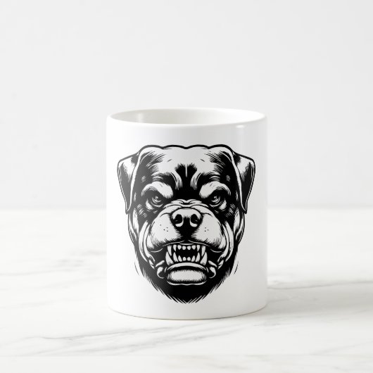 Rottweiler Angry Face コーヒーマグカップ (中央)