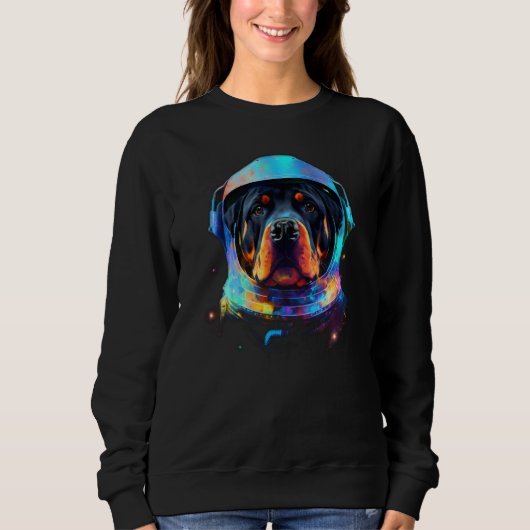 Rottweiler Astronaut Dog in Space Suit Planetary E スウェットシャツ (正面)