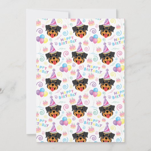 Rottweiler Birthday Invitation in White 招待状 (裏面)