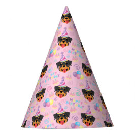 Rottweiler Birthday Party Hat Pink パーティーハット