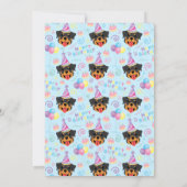 Rottweiler Birthday Party Invitation Blue 招待状 (裏面)