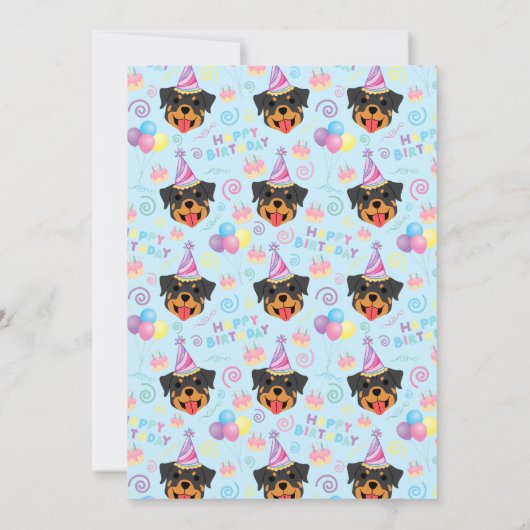 Rottweiler Birthday Party Invitation Blue 招待状 (裏面)