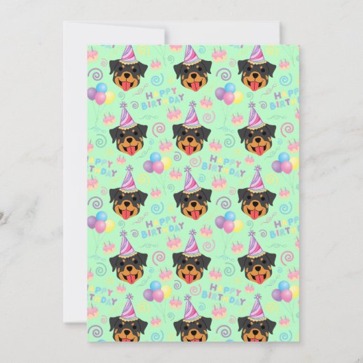 Rottweiler Birthday Party Invitation Green 招待状 (裏面)