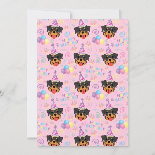 Rottweiler Birthday Party Invitation Pink 招待状 (裏面)
