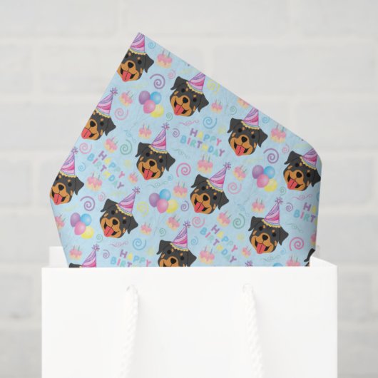 Rottweiler Birthday Tissue Paper in Blue 薄葉紙 (ギフトバッグ)