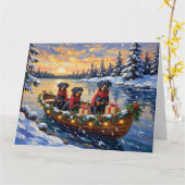 Rottweiler Christmas Boat Holiday カード (黄色い花)