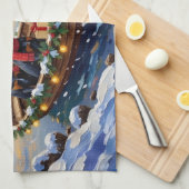 Rottweiler Christmas Boat Holiday キッチンタオル (四つ折り)