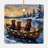 Rottweiler Christmas Boat Holiday セラミックオーナメント (裏面)