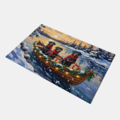 Rottweiler Christmas Boat Holiday ドアマット (アングル)