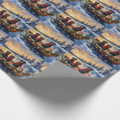 Rottweiler Christmas Boat Holiday ラッピングペーパー (角)