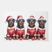 Rottweiler Christmas Dress Santa Hat ドアマット (正面)