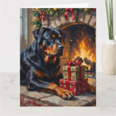 Rottweiler Christmas Fireplace Guardian カード (正面)