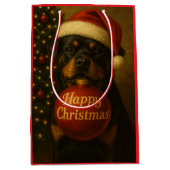 Rottweiler Christmas gift bag ミディアムペーパーバッグ (正面)