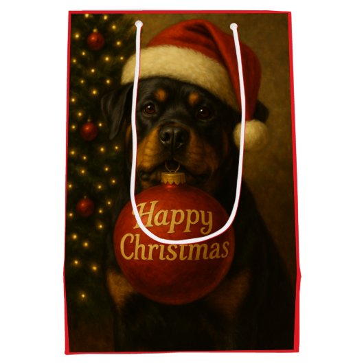 Rottweiler Christmas gift bag ミディアムペーパーバッグ (裏面)