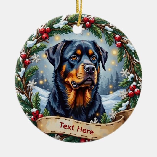 Rottweiler Christmas Ornament セラミックオーナメント (正面)