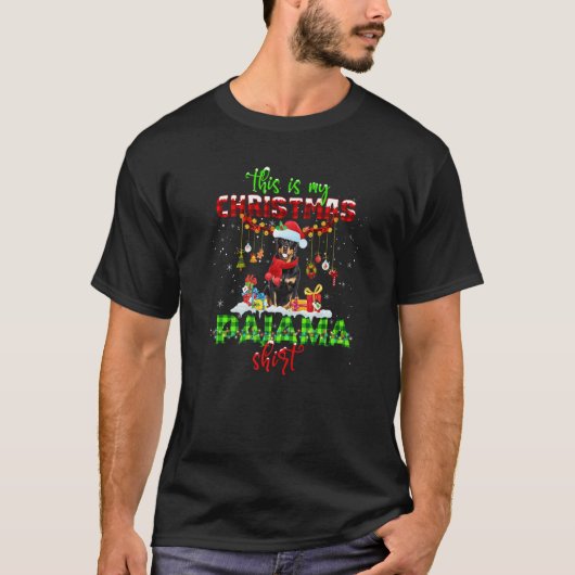 Rottweiler Christmas Santa Hat Dog Xmas Men Women  Tシャツ (正面)