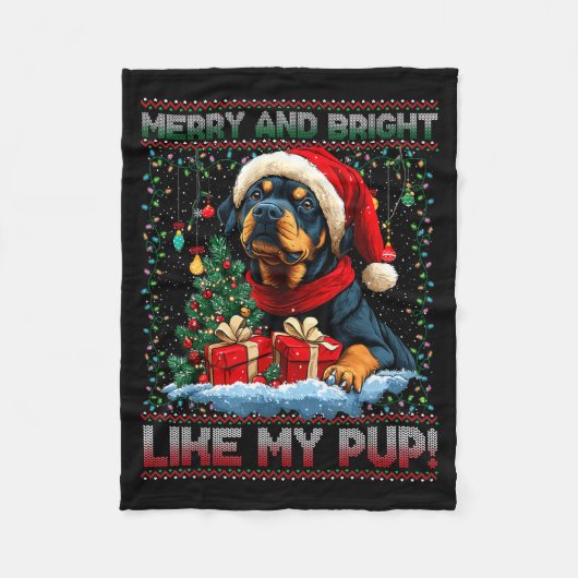 Rottweiler Christmas Tree Decorations Dog Lover Xm フリースブランケット (正面)