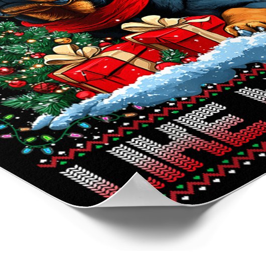 Rottweiler Christmas Tree Decorations Dog Lover Xm ポスター (角)