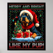 Rottweiler Christmas Tree Decorations Dog Lover Xm ポスター (正面)