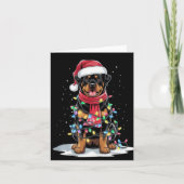 Rottweiler Christmas Tree Santa Hat Lights Xmas Do カード (正面)