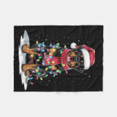 Rottweiler Christmas Tree Santa Hat Lights Xmas Do フリースブランケット (正面(横))