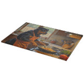 Rottweiler Cooking in Kitchen カッティングボード (角)