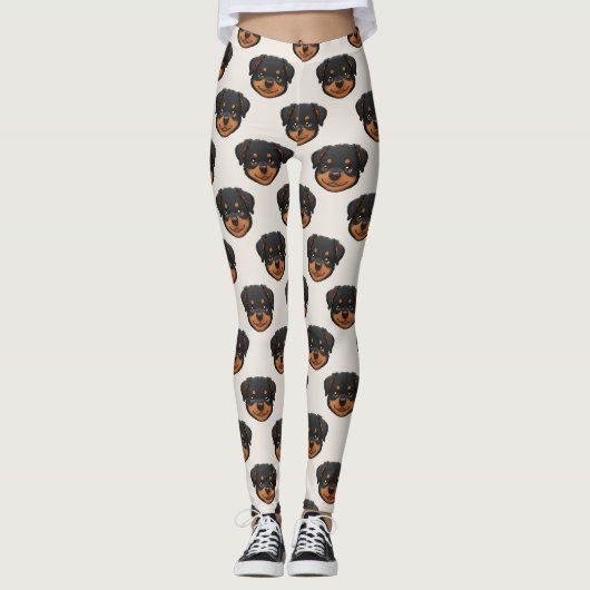 Rottweiler Cute Dog Lover Pattern レギンス (正面)
