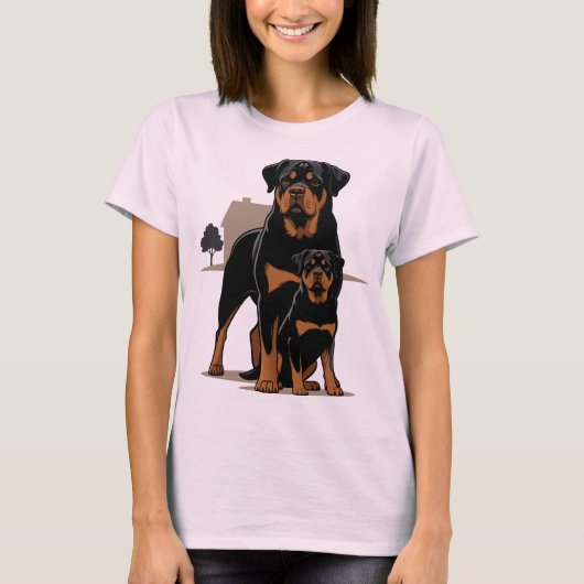 Rottweiler Dad - Protection - Son - Home - Family Tシャツ (正面)
