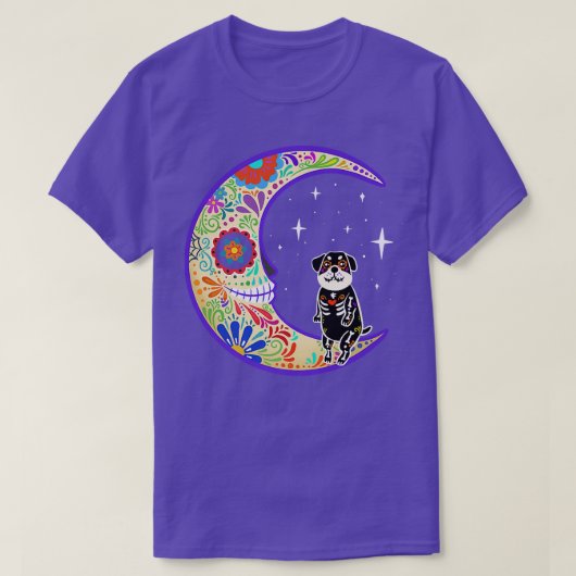 Rottweiler Dia de Los Muertos Skeleton Tシャツ (デザイン正面)