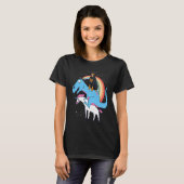 Rottweiler Dinosaur Riding Unicorn Kids Men Rainbo Tシャツ (正面フル)