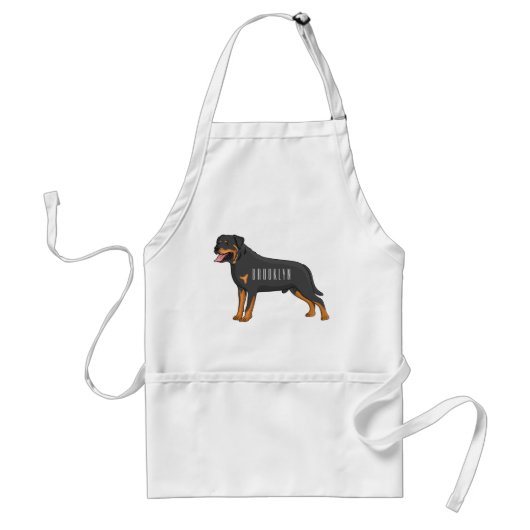 Rottweiler dog cartoon illustration スタンダードエプロン (正面)